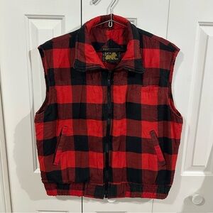 Vintage Branded Lion Plaid Flannel Puffer Vest